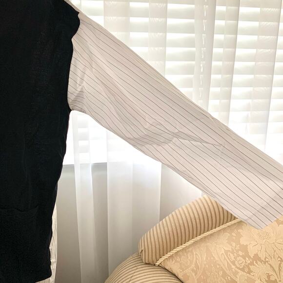 Zara Mixed Poplin Pinstripe Jacket / Long Tunic Shirt in Striped Black/White - Picture 7 of 13